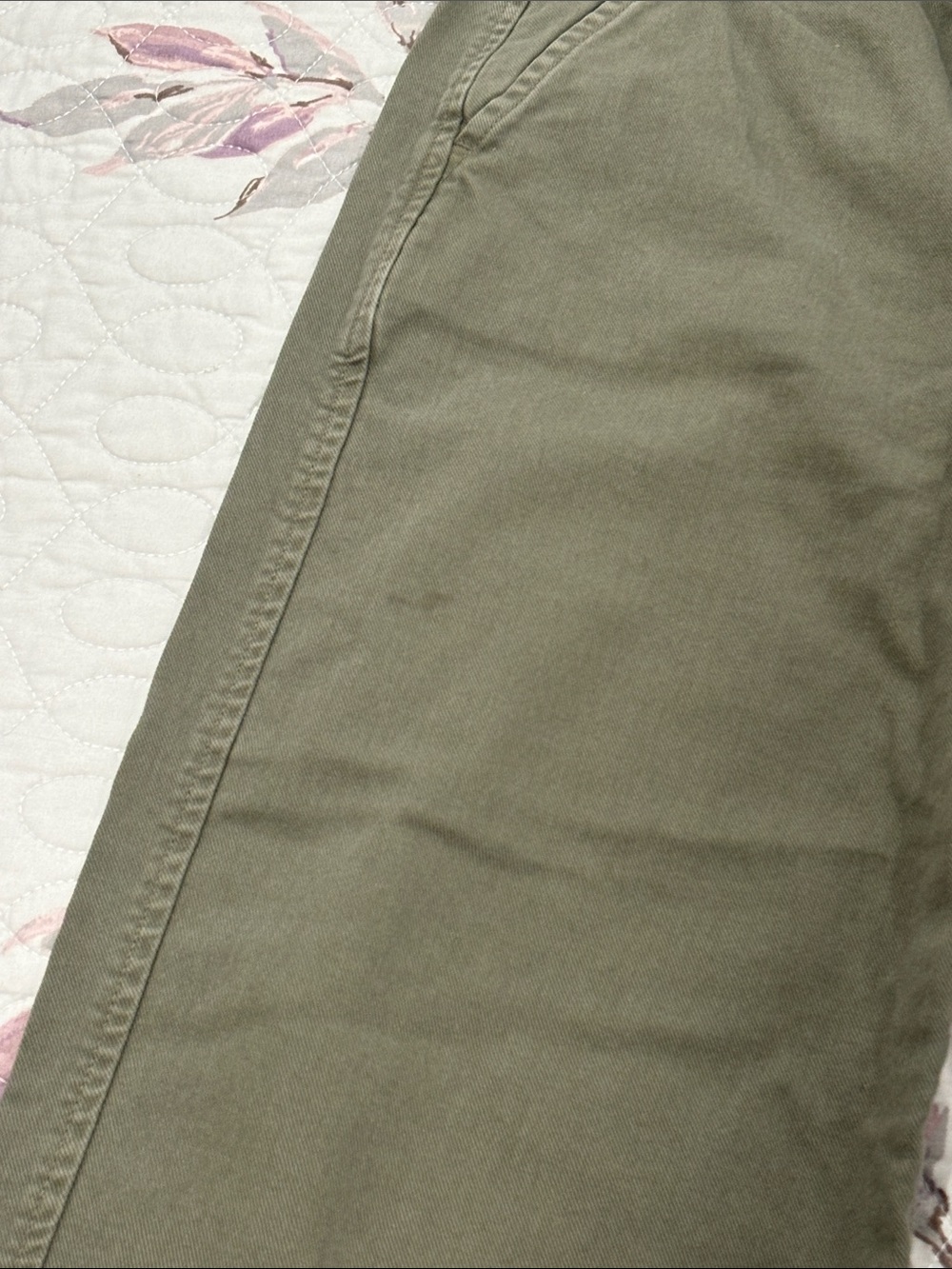 Two Olive Green Cargo & Wide-Leg Pants - Casual Utility Styles - Picture 3 of 7